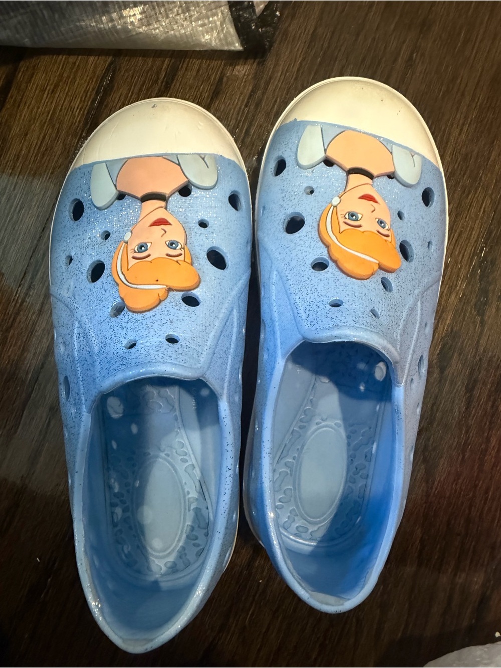 Disney Light Blue Kids Slip-On Water Shoes with Orange Character